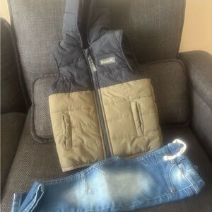 Bench Black and Olive Hooded Vest